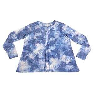 LOGO by Lori Goldstein Harper Layers Cardigan Top Womens L Tie Dye Sheer Mesh